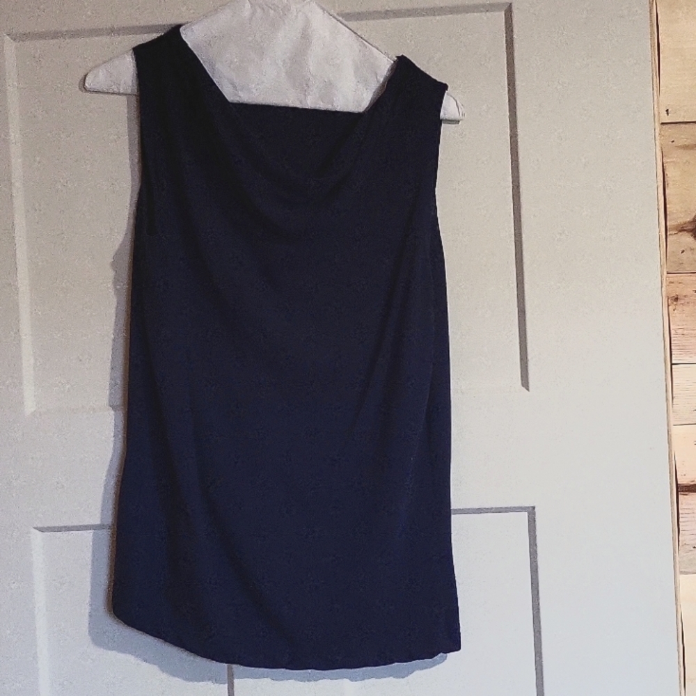 Navy Cowl Neck Sleeveless Shirt